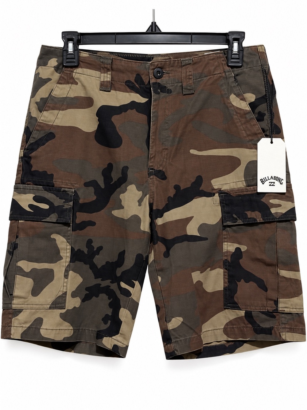NWT Billabong Men's Combat Cargo Shorts Woodland Camo Size 30